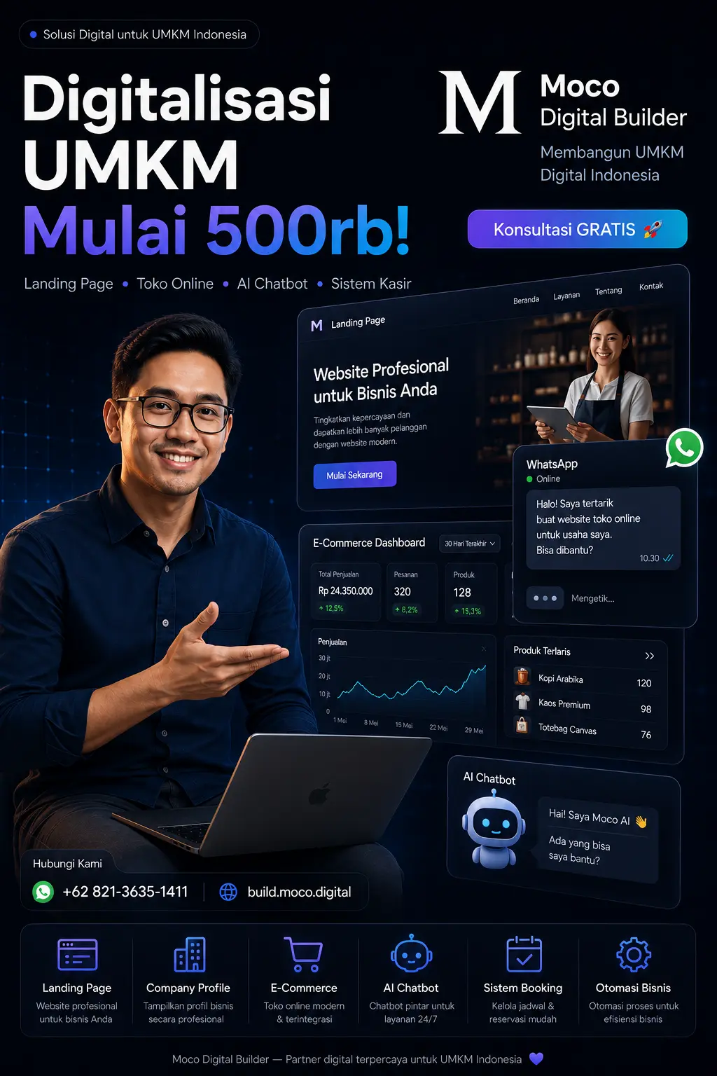 Digitalisasi UMKM mulai 500rb oleh Moco Digital Builder