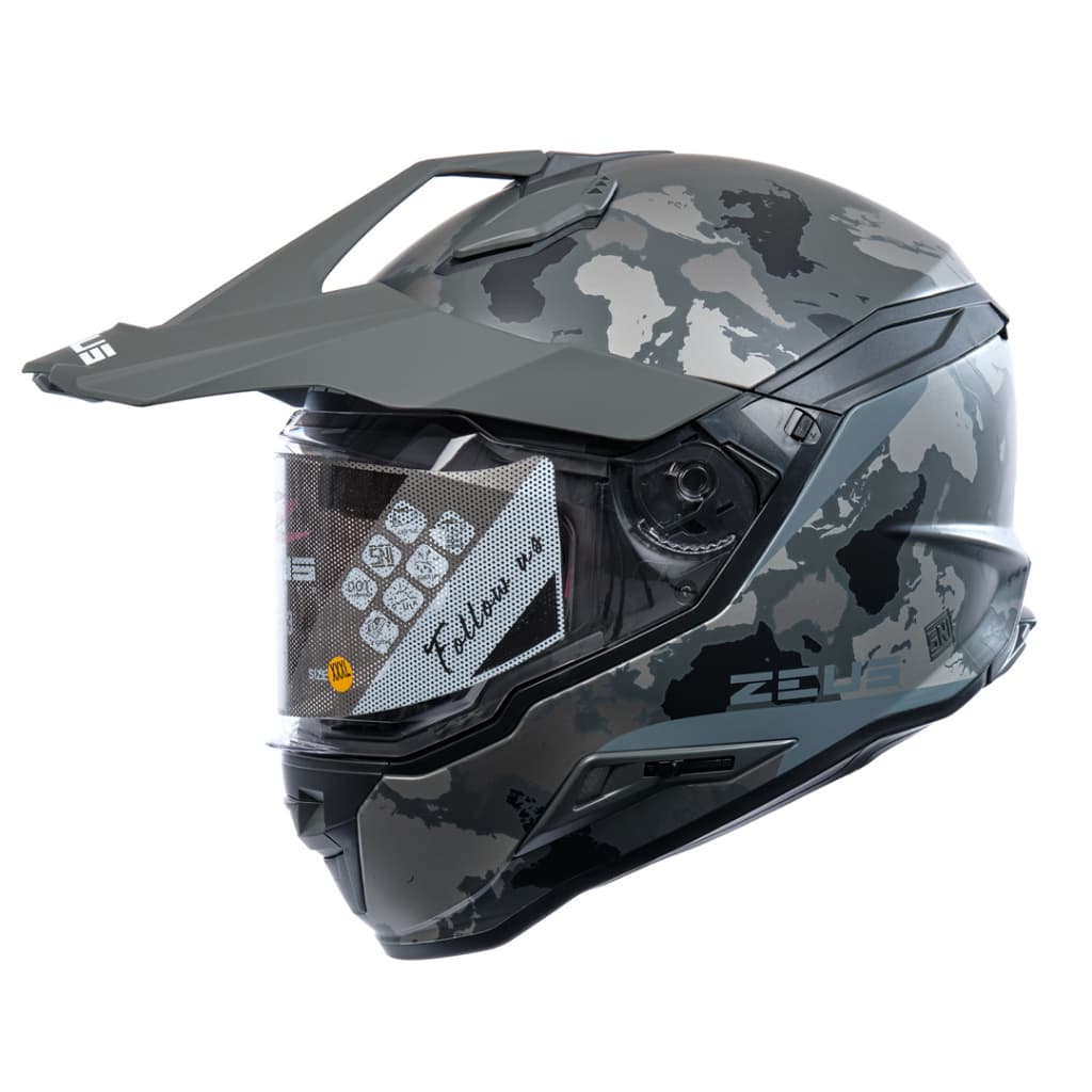ZEUS ZS 913 M. BLACK GREY BF6 DSIL DOFF ADVENTURE DOUBLE VISOR