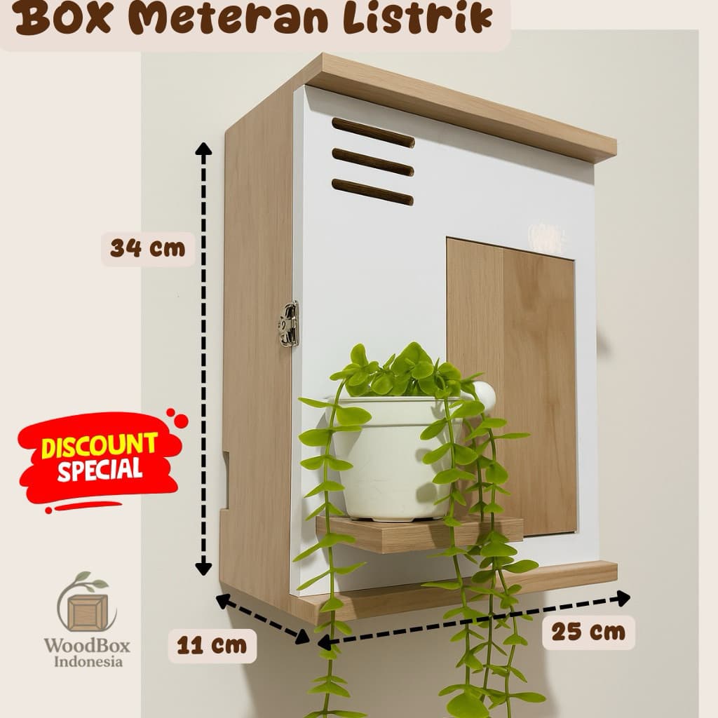 Box Meteran Listrik/ rumah meteran listrik/ Boks/ Penutup Meteran Listrik Token Pulsa Kayu Minimalis aesthetic / Unik elegan industrial rustic