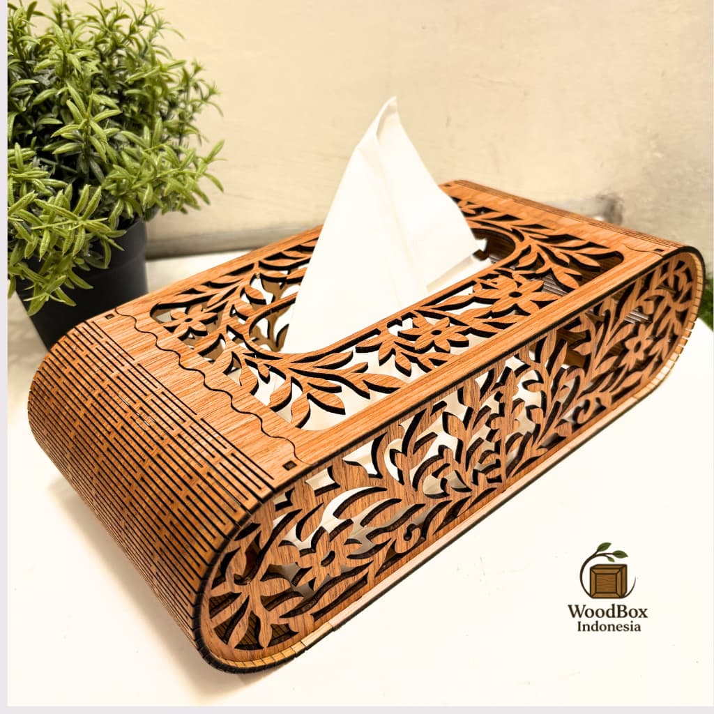 [WoodBox] Tempat Tisu Kotak Tisu Kayu Aesthetic Unik Model Ukiran Floral