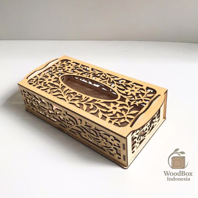 [WoodBox] Tempat/Kotak Tisu Aestetik Unik Motif Floral / Lebah / Ombak / Wave untuk ruang tamu cafe restoran