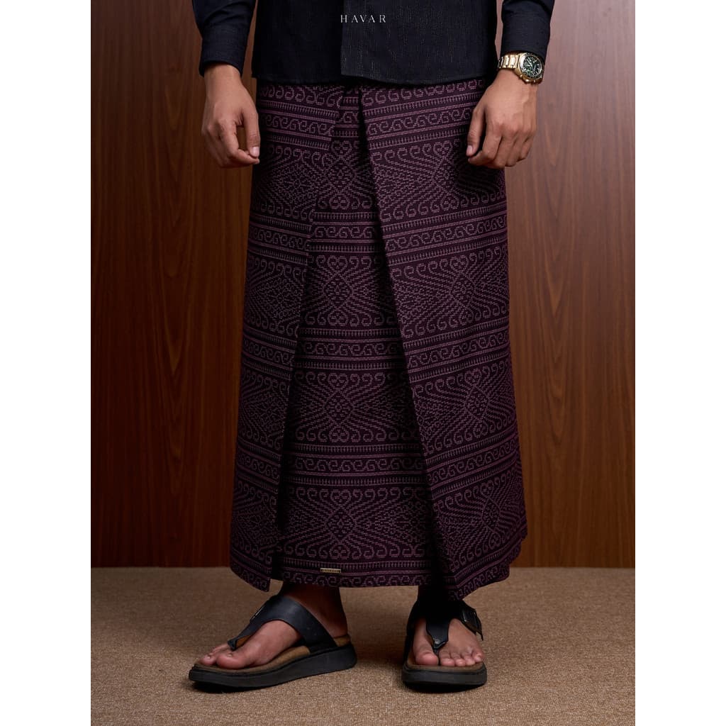 Laskala x HAVAR Azhar Purple Sarung Motif Pria Premium