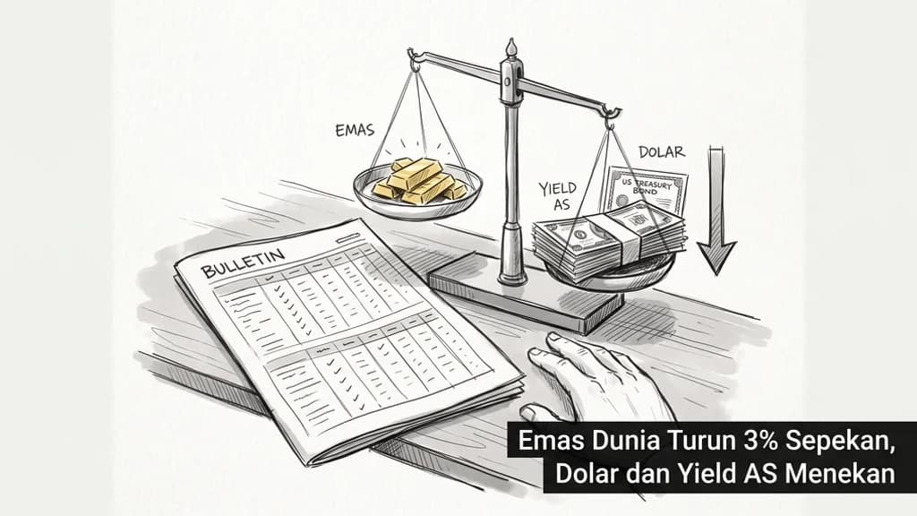 Emas Dunia Turun 3% Sepekan, Dolar dan Yield AS Menekan