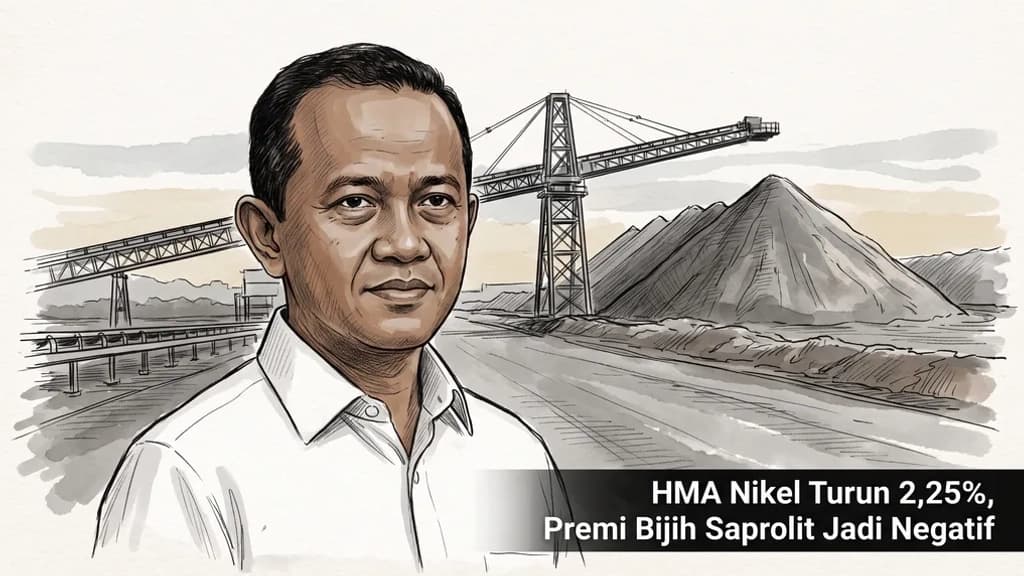 HMA Nikel Turun 2,25%, Premi Bijih Saprolit Jadi Negatif