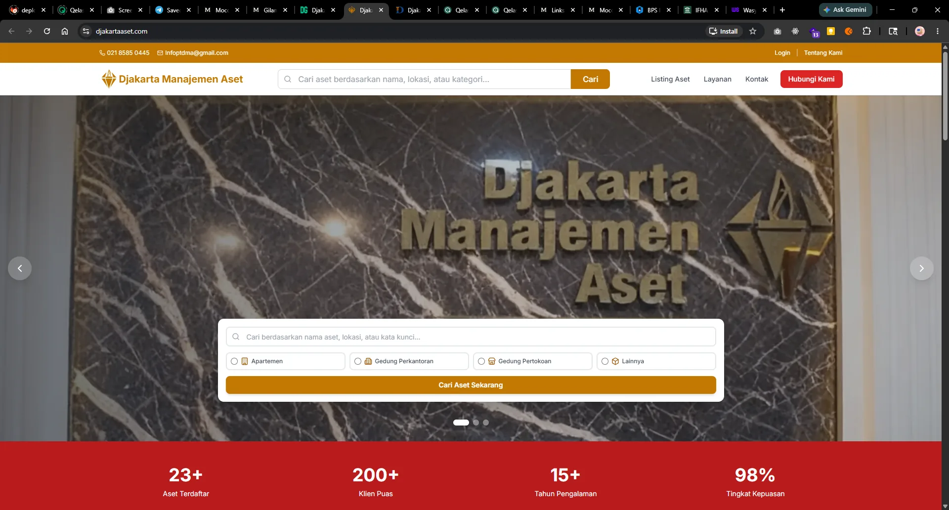 Screenshot proyek djakartaaset.com