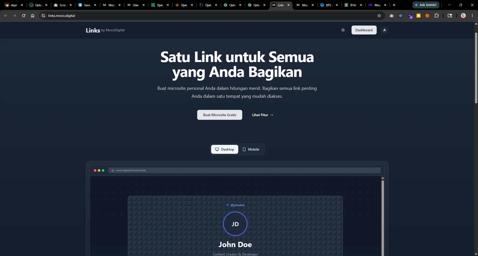 Screenshot proyek links.moco.digital