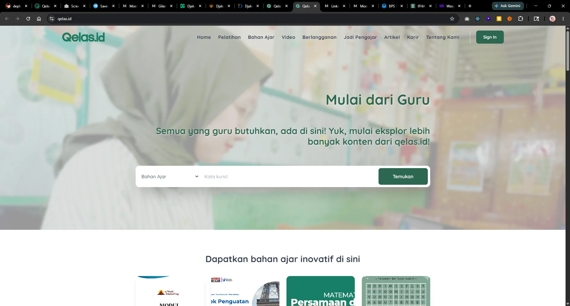 Screenshot proyek qelas.id