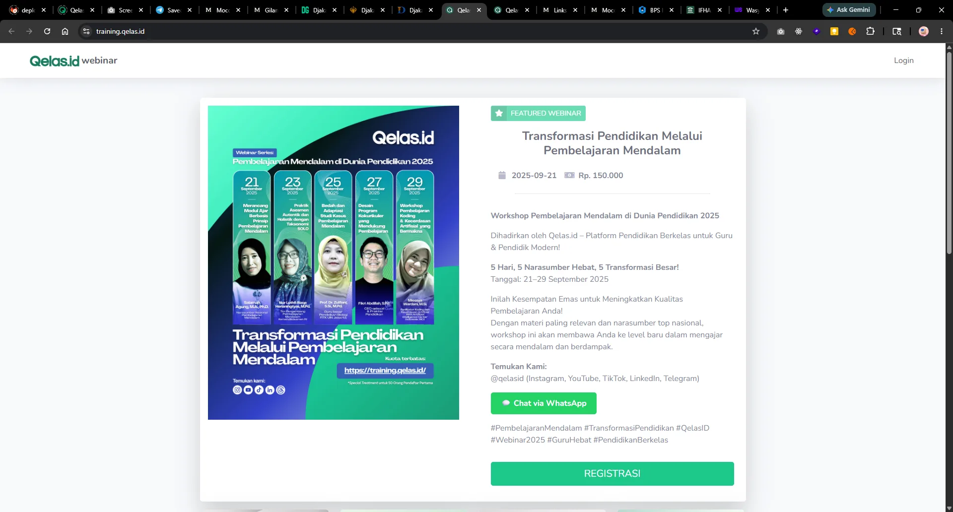 Screenshot proyek training.qelas.id